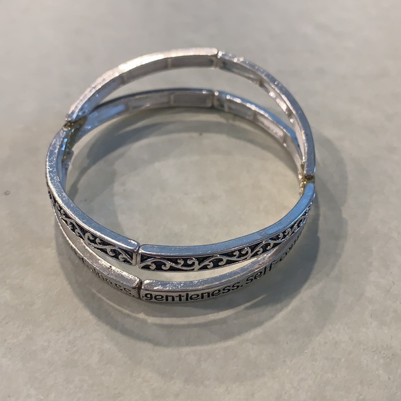 “FRUIT OF THE SPIRIT” Two-Tone Criss-Cross Stretch Bracelet - Picture 3 of 3